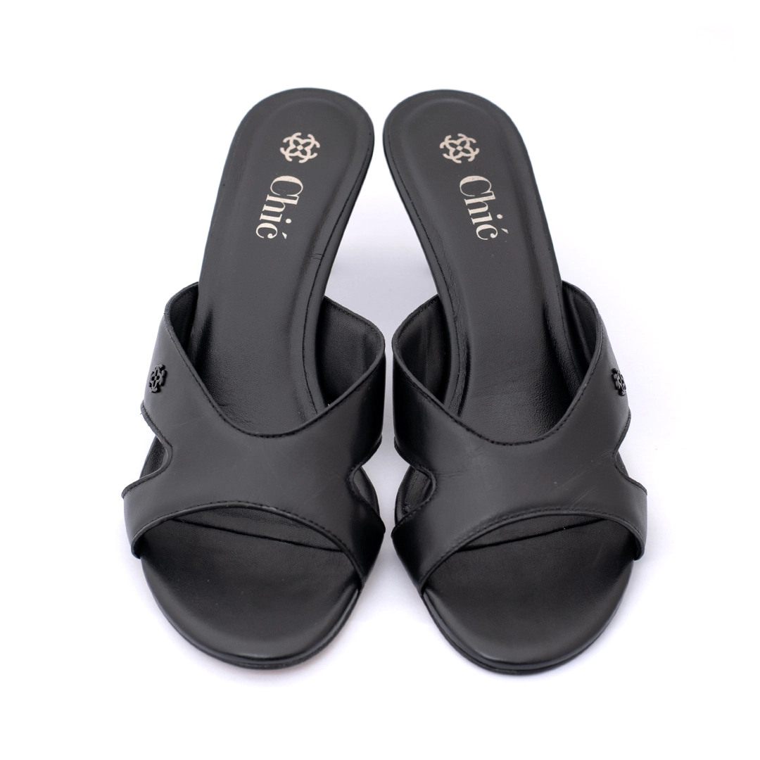 Nappa Leather Kitten Heel Sandals with Buckle